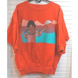 Vintage Quitman Shirt Women's Large Red Wide Tee Southwestern Indigenous Girl